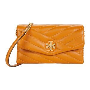Tory Burch Kira Chevron Small Purse / Chain Wallet in Squash